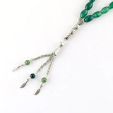 Natural Green Stone Agate Islamic Rosary Bracelet 33 Beads with Tassel