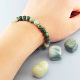Green Straw Hat Stone Beads Bracelet Men Women Agates Quartz Bangle