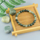 Green Straw Hat Stone Beads Bracelet Men Women Agates Quartz Bangle