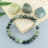 Green Straw Hat Stone Beads Bracelet Men Women Agates Quartz Bangle