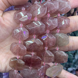 Natural Green Strawberry Quartz Amethyst Beads 15'' Faceted Square