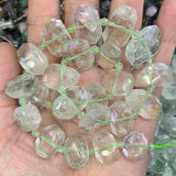 Natural Green Strawberry Quartz Amethyst Beads 15'' Faceted Square