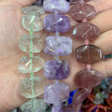 Natural Green Strawberry Quartz Amethyst Beads 15'' Faceted Square