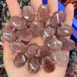 Natural Green Strawberry Quartz Amethyst Beads 15'' Faceted Square