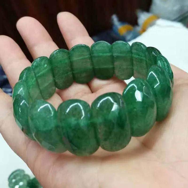 Green Strawberry Quartz Beads Bracelet Natural Stone Jewelry Bangle