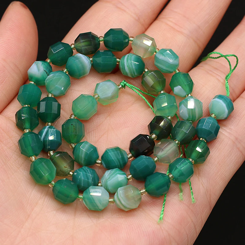 Green Stripe Agate Beads 8mm for Jewelry Making