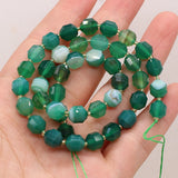Green Stripe Agate Beads 8mm for Jewelry Making