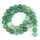 Green Stripe Agate Stone Round Loose Beads 6-12MM DIY Jewelry Making Bracelet