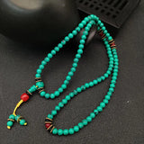 Natural Green Turquoise Hand Carved 6mm 108 Beads Bracelet