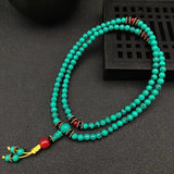 Natural Green Turquoise Hand Carved 6mm 108 Beads Bracelet