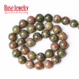 Green Unakite Stone Beads Round Spacer Beads DIY Jewelry Making 15''