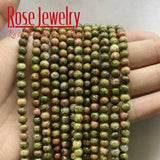 Green Unakite Stone Beads Round Spacer Beads DIY Jewelry Making 15''