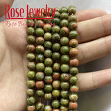 Green Unakite Stone Beads Round Spacer Beads DIY Jewelry Making 15''