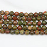 Green Unakite Jasper Stone Bead, 4-12mm Round Spacer Beads