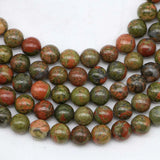 Green Unakite Jasper Stone Bead, 4-12mm Round Spacer Beads