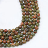 Green Unakite Jasper Stone Bead, 4-12mm Round Spacer Beads