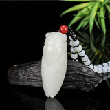 Green Jade Cicada Pendant Necklace Chinese Jadeite Amulet