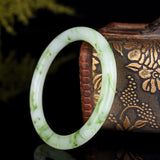 Natural Green Hand Carved Round Jade Bracelet Boutique Jewelry