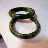 Natural Green Hand Carved Wide Jade Bracelet Boutique Jewelry Nanyu Bracelet