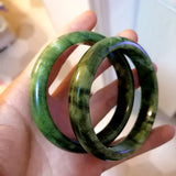 Natural Green Hand Carved Wide Jade Bracelet Boutique Jewelry Nanyu Bracelet