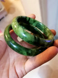 Natural Green Hand Carved Wide Jade Bracelet Boutique Jewelry Nanyu Bracelet