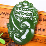 Green Jade Abacus Pendant Necklace Hand Carved Amulet Men Women