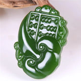 Green Jade Abacus Pendant Necklace Hand Carved Amulet Men Women