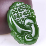 Green Jade Abacus Pendant Necklace Hand Carved Amulet Men Women