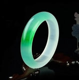Natural Green Jade Bangle Bracelet Chinese Jadeite Hand-Carved Charm