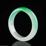 Natural Green Jade Bangle Bracelet Chinese Jadeite Hand-Carved Charm