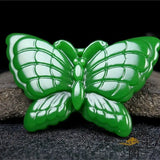 Green/White Jade Butterfly Amulet Necklace Pendant