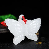 Green/White Jade Butterfly Amulet Necklace Pendant
