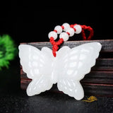 Green/White Jade Butterfly Amulet Necklace Pendant