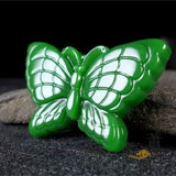 Green/White Jade Butterfly Amulet Necklace Pendant