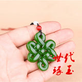 Green Jade Chinese Knot Pendant Necklace Charm Jewelry