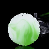 Green Jade Sunflower Pendant Necklace Chinese Hand-Carved Charm Jewelry