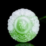 Green Jade Sunflower Pendant Necklace Chinese Hand-Carved Charm Jewelry