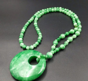 Green Jade Pendant Necklace Hand Carved Jewelry