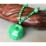 Green Jade Pendant Necklace Hand Carved Jewelry