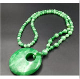 Green Jade Pendant Necklace Hand Carved Jewelry