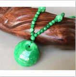 Green Jade Pendant Necklace Hand Carved Jewelry