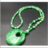 Green Jade Pendant Necklace Hand Carved Jewelry