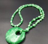 Green Jade Pendant Necklace Hand Carved Jewelry