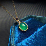 Natural Green Yellow Chalcedony Necklace Pendant 925 Silver Inlaid Jewelry