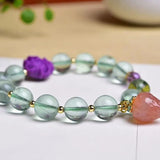 Green Fluorite Crystal Healing Stone Bracelet for Men and Women