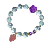 Green Fluorite Crystal Healing Stone Bracelet for Men and Women