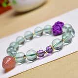 Green Fluorite Crystal Healing Stone Bracelet for Men and Women