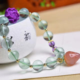 Green Fluorite Crystal Healing Stone Bracelet for Men and Women