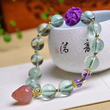 Green Fluorite Crystal Healing Stone Bracelet for Men and Women