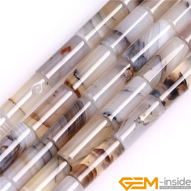 Natural Grey Chalcedony Agates Stone Beads 15" Strand